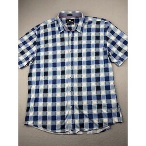 Buttercloth Icy Cotton Shirt Men's 2XL Blue Geometric Stretch Regular Fit